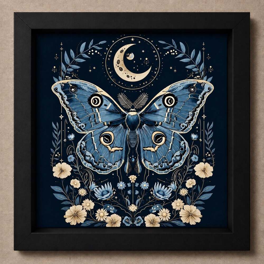 8 X 8 Black Framed Blue Luna C 9 E 4